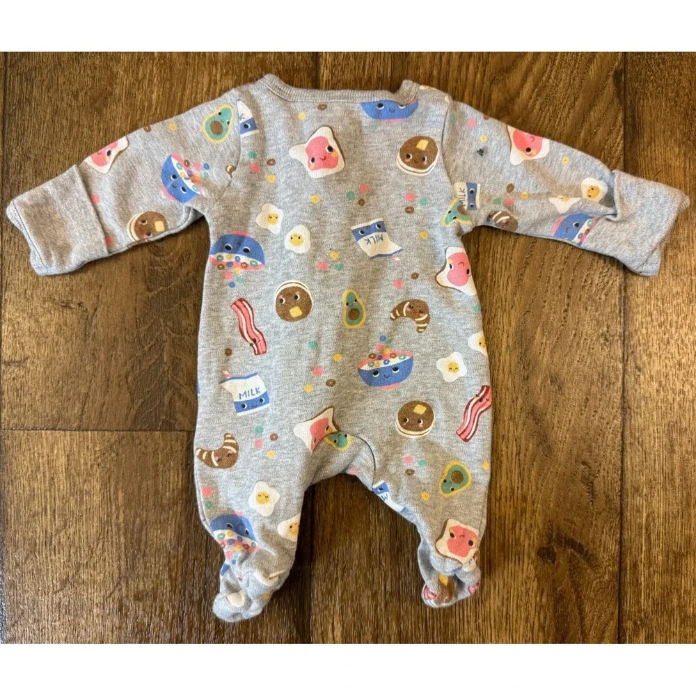 Wonder Nation Preemie Sleeper Breakfast Foods Zipper Outfit Footie Reborn Doll 2